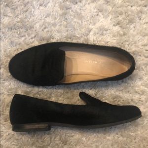 Black cow hide loafers